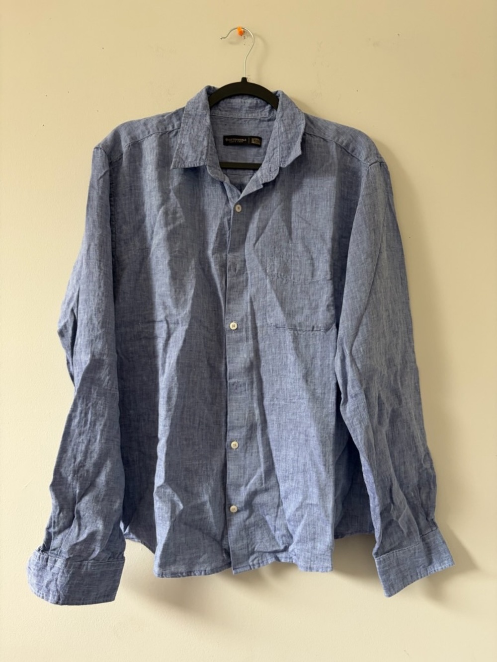 Men's Linen Casual Light Blue Button-Down Shirt